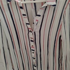Striped Button-Up Women's Top